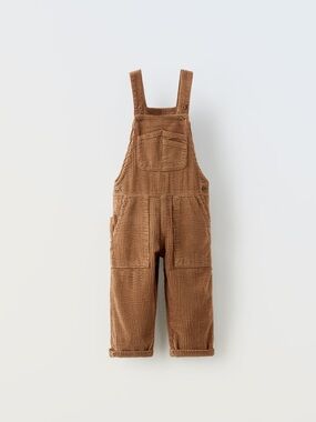 NWT Zara 9-12m corduroy overalls brown